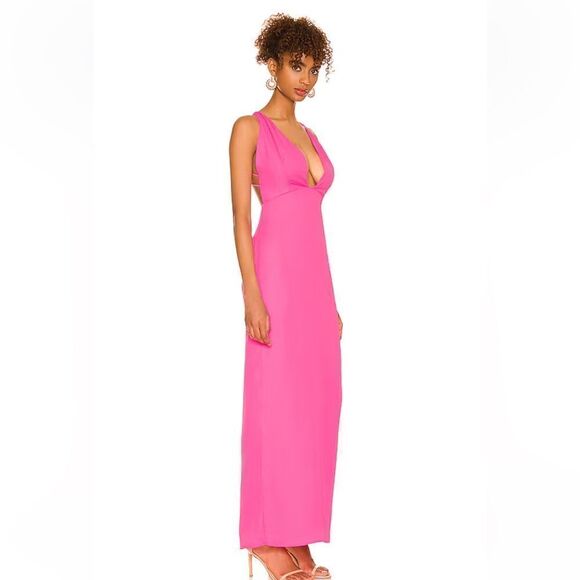 Superdown Lucinda Strappy Maxi Dress in Hot Pink strappy wedding party Revolve - Picture 2 of 12